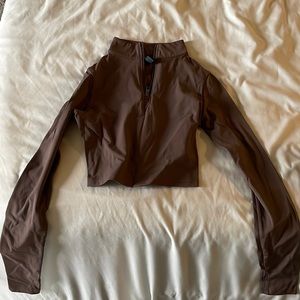 Brown balance athletica (now vitality) cropped quarter zip